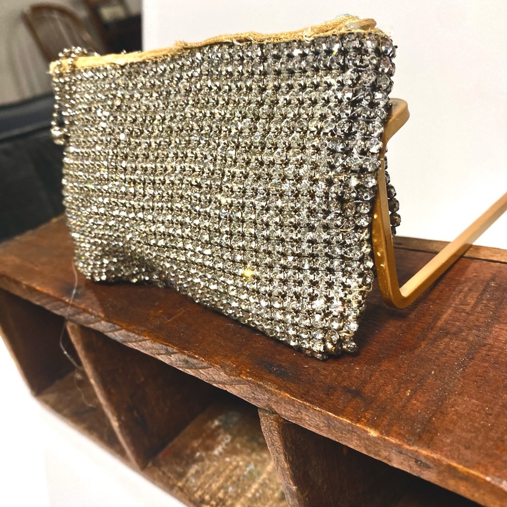 Vintage Edwardian 1920 Very Rare Crystal and silk CZECH evening clutch bag
